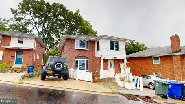 front view of a house with a patio