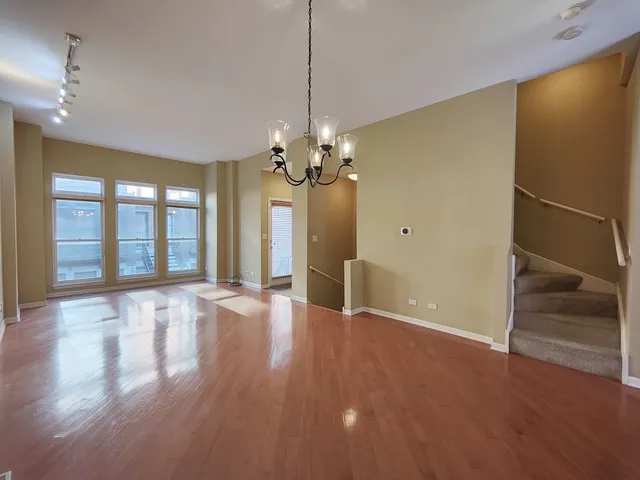 a view of a livingroom with a chandelier