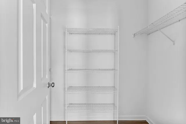 a view of an empty walk in closet