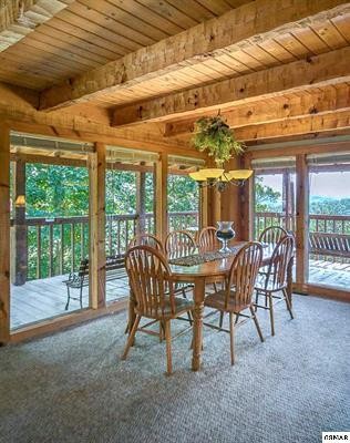 1758 Bluff Ridge Road Sevierville, TN 37876 - Photo 5 of 13 a dining room with furniture and a floor to ceiling window and a table