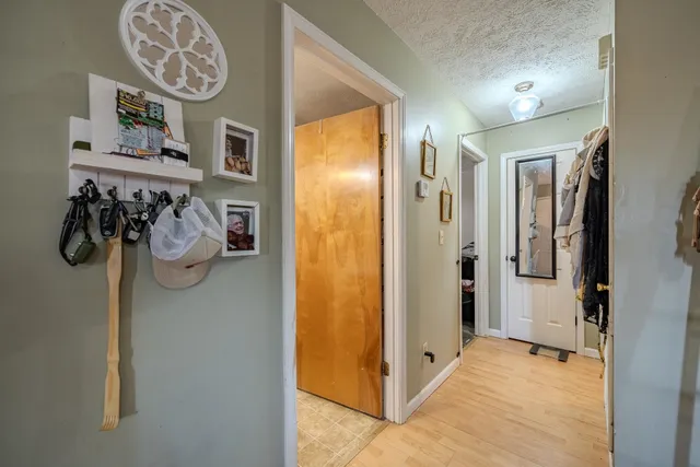 a view of a hallway with elevator