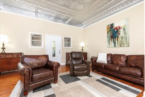 a living room with furniture