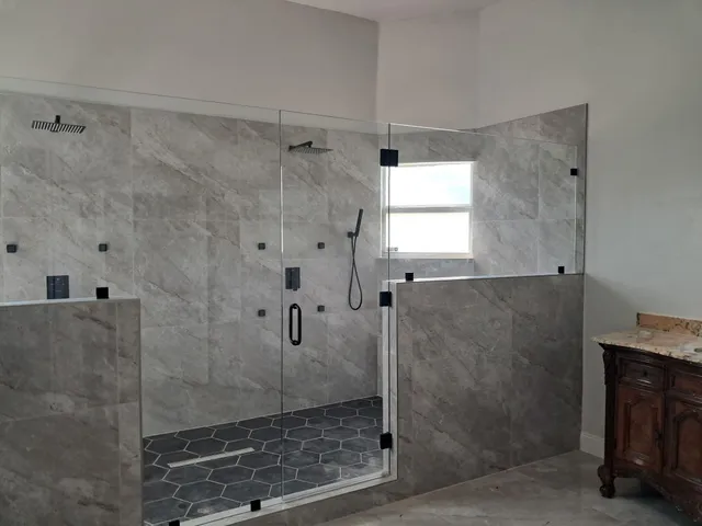 a bathroom with a shower