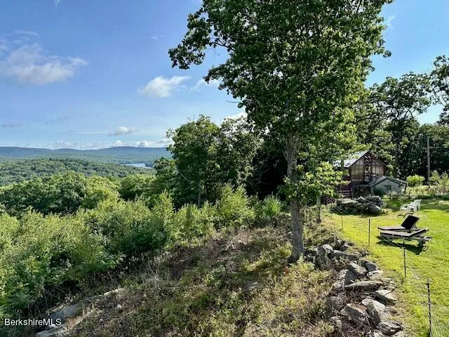 a view of a garden with a bench in a garden