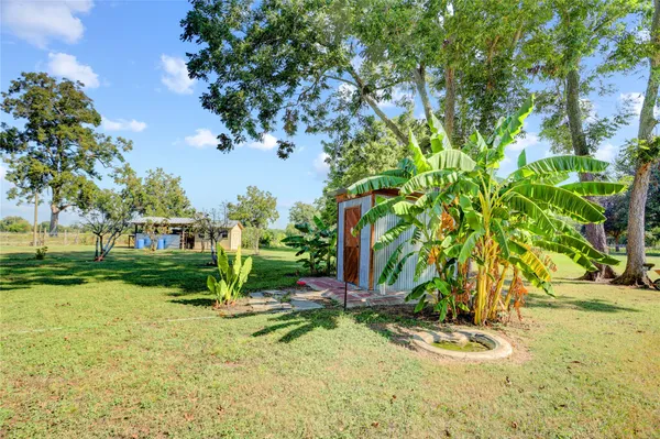 a view of backyard with green space