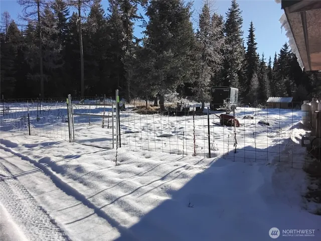 a view of a yard with trees