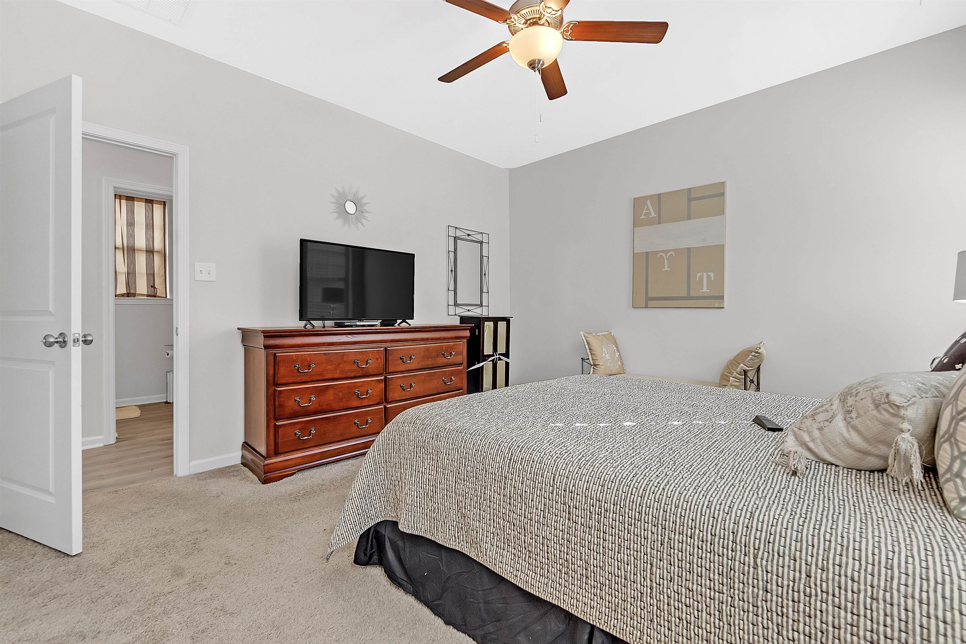 10151 Macon Road Cordova, TN 38018 - Photo 17 of 36 Bedroom with light colored carpet and ceiling fan