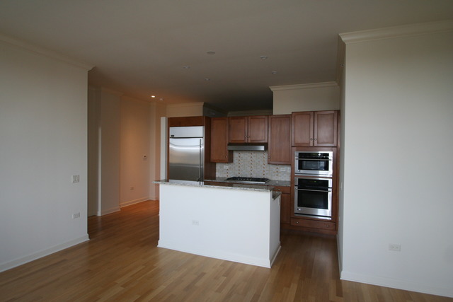 310 South Michigan Avenue, Unit 501 Chicago, IL 60604 - Photo 3 of 8 a kitchen with stainless steel appliances a sink and a refrigerator