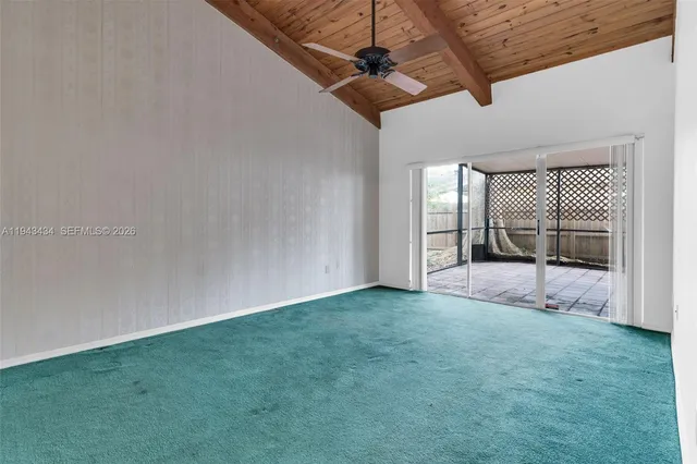 a view of porch with a large window