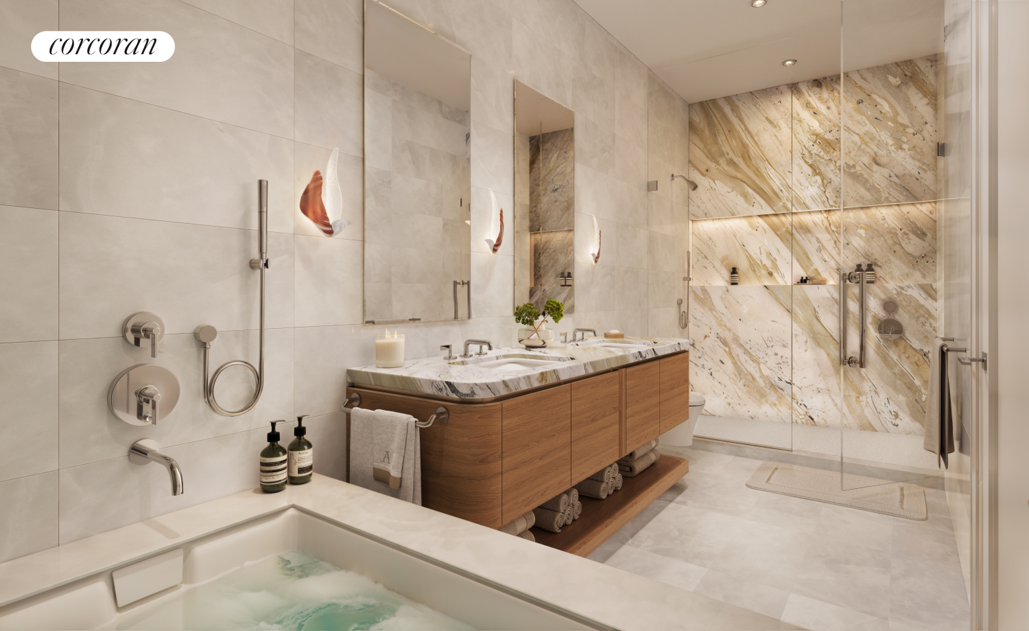 114 East 25th Street, Unit 3B Manhattan, NY 10010 - Photo 2 of 8 a bathroom with a tub sink and mirror