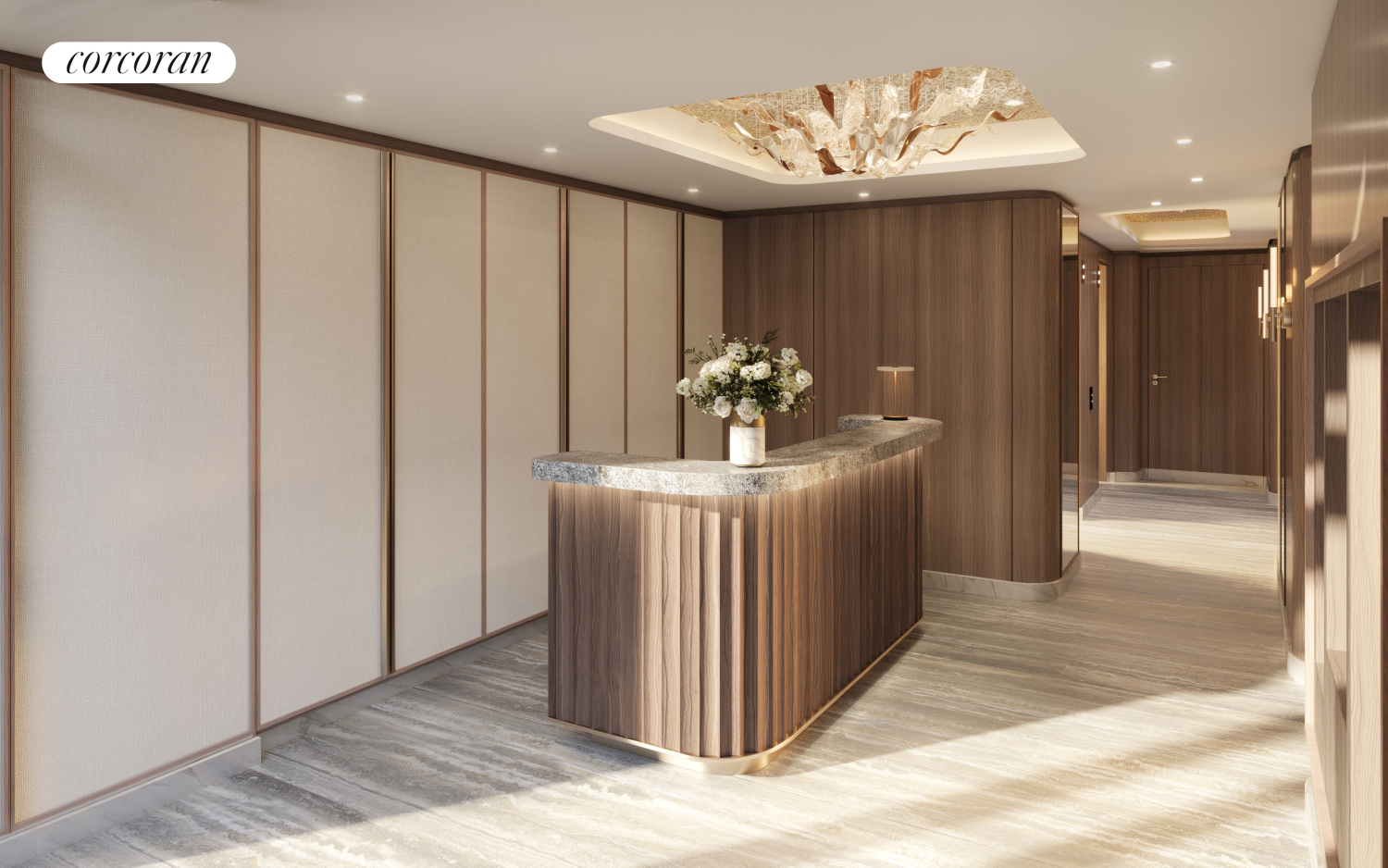 114 East 25th Street, Unit 3B Manhattan, NY 10010 - Photo 5 of 8 a view of a hallway with a chandelier