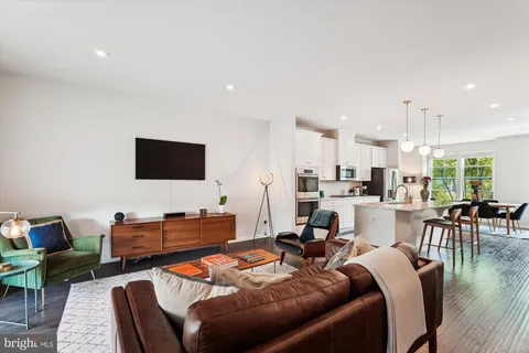 a workspace with furniture and a window