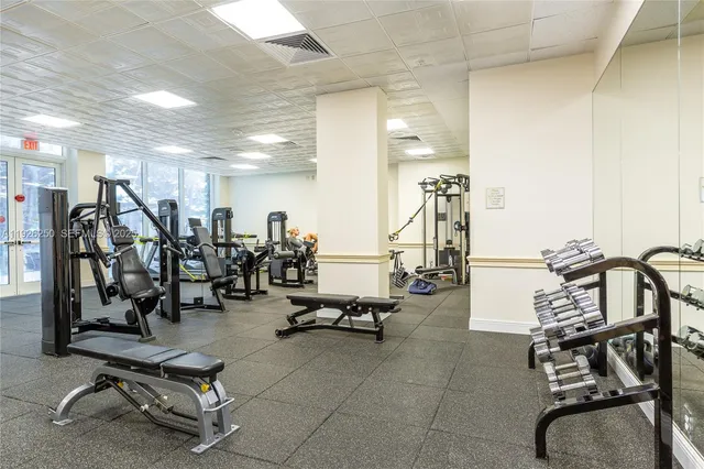 a view of a room with gym equipment