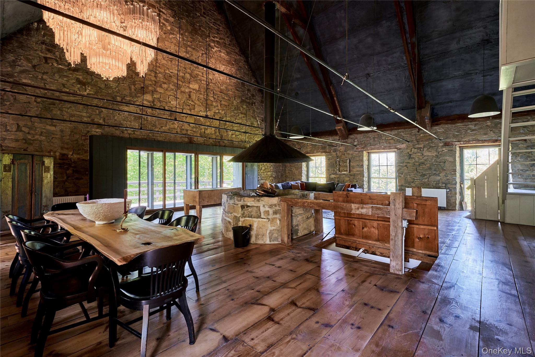 1883 Highway 213 Rifton, NY 12471 - Photo 22 of 48 Dining space with hardwood / wood-style flooring, a high ceiling, and plenty of natural light