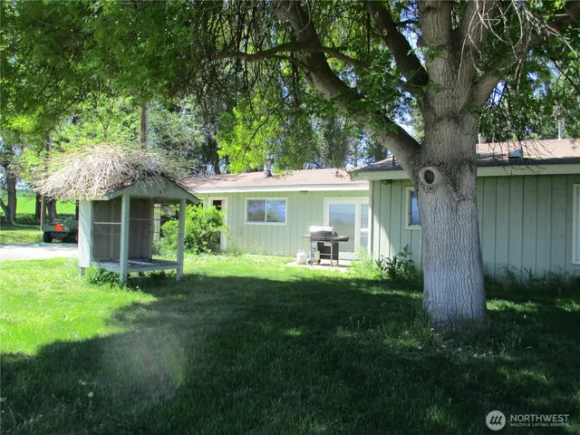 a backyard of wooden house