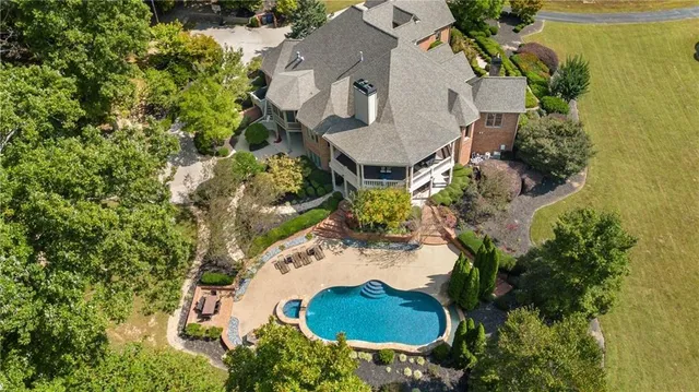 an aerial view of a house