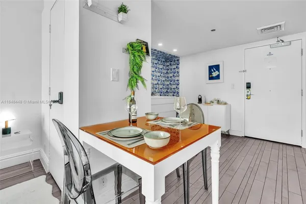 a view of a house and dining room