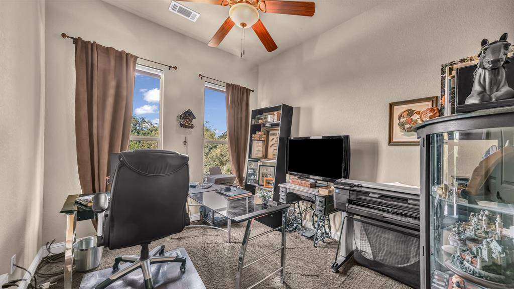 840 Hensley Road Gordon, TX 76453 - Photo 30 of 40 Home office with visible vents and ceiling fan