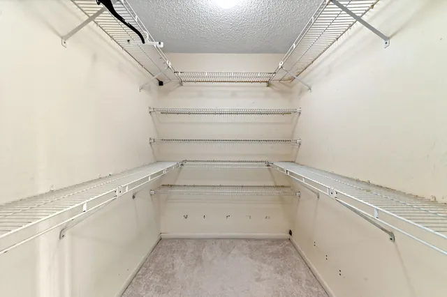 a view of a storage & utility room with racks on the wall