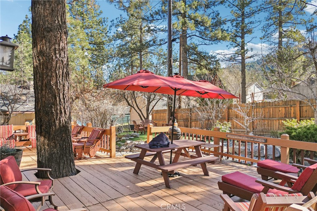 1847 Thrush Road Wrightwood, CA 92397 - Photo 18 of 33 an outdoor sitting area with furniture and wooden deck