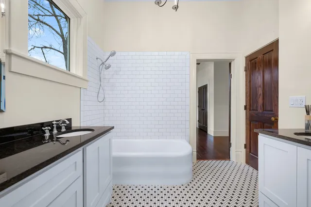 a view of pool in front of house