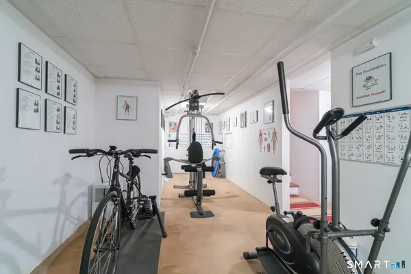 a view of a room with gym equipment