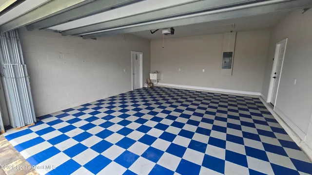 a black and white checkered floor