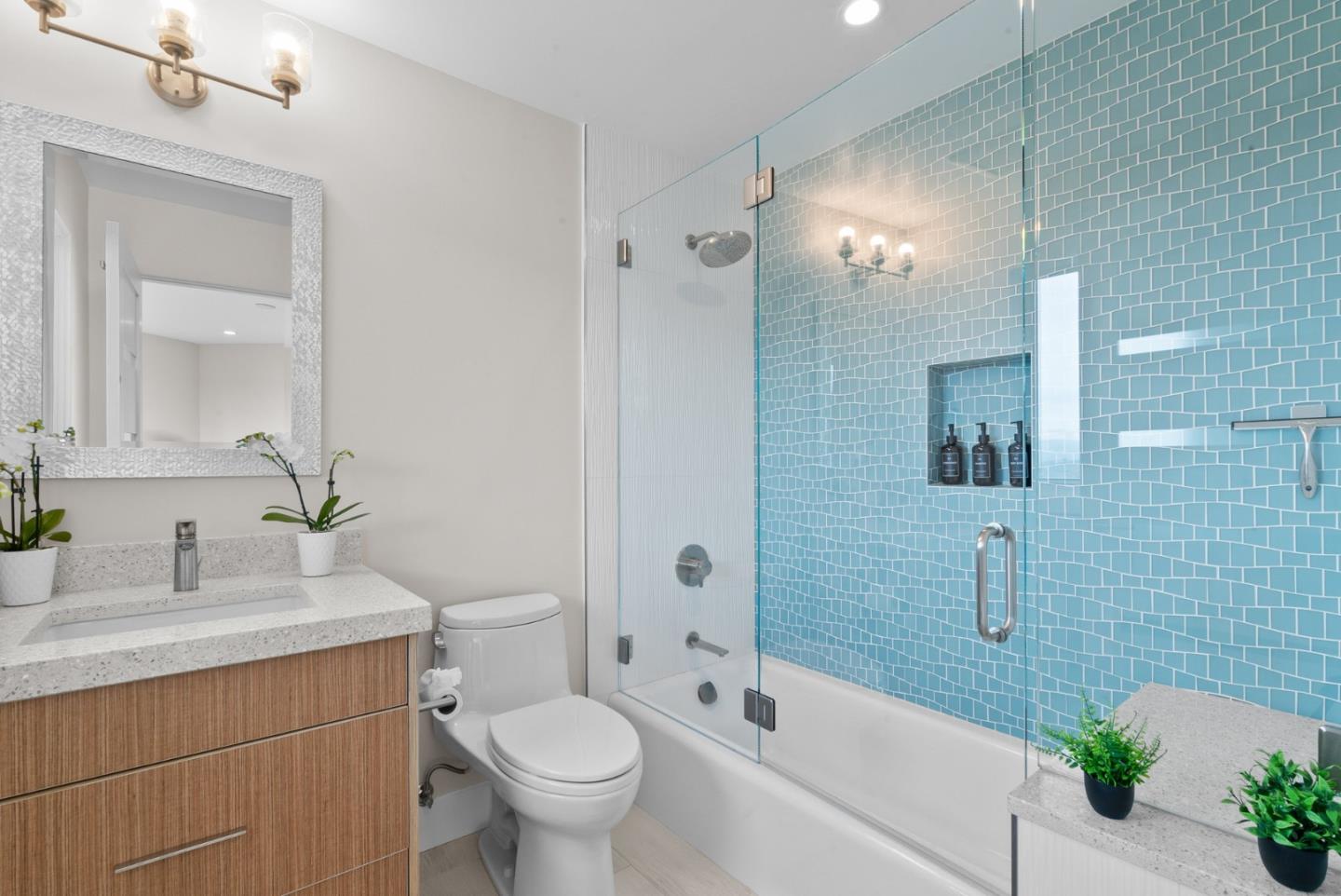 17808 Tourney Road Los Gatos, CA 95030 - Photo 59 of 111 a bathroom with a bathtub shower sink mirror and toilet