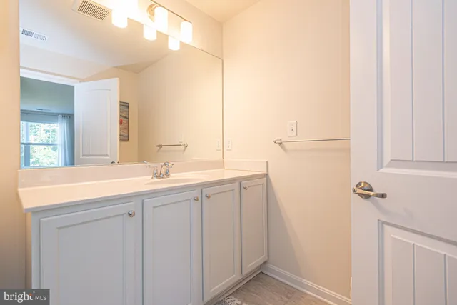 a bathroom with a sink a mirror and a shower