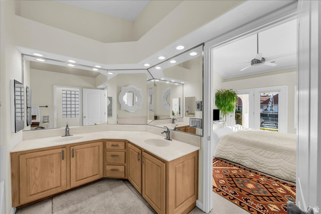 150 South Crystal Street, Unit 31 St. George, UT 84770 - Photo 16 of 20 Ensuite bathroom with double vanity, recessed lighting, and a ceiling fan