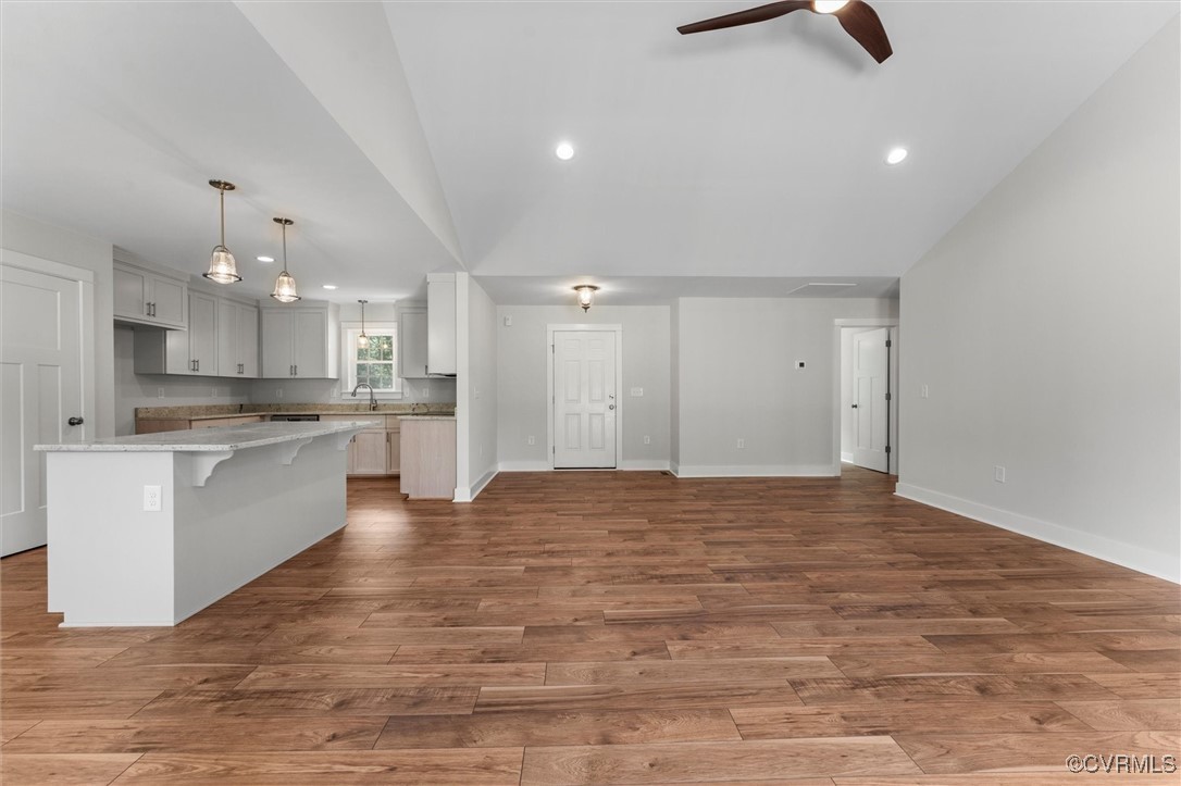 699 Trimmers Shop Road West Point, VA 23181 - Photo 10 of 27 Kitchen with lofted ceiling, a center island, ceil