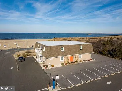 an aerial view of a building with outdoor area