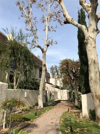 front view of a house with an outdoor space