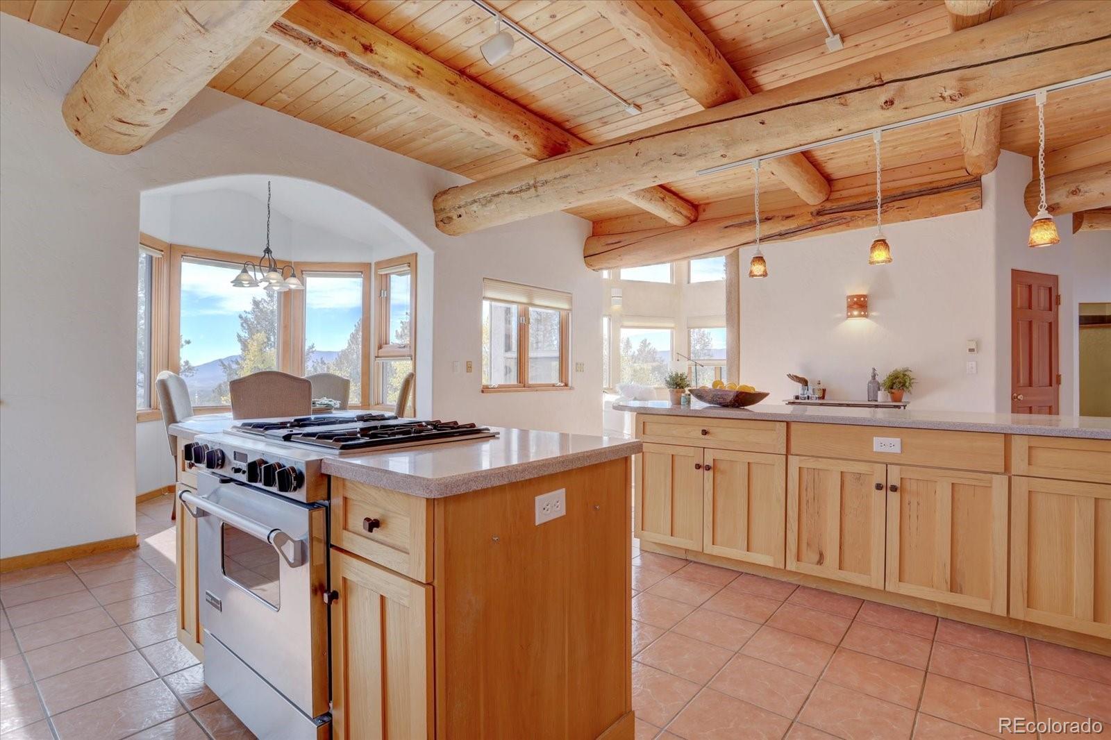 12227 Calfee Gulch Road Conifer, CO 80433 - Photo 12 of 43 a kitchen with stainless steel appliances granite countertop a stove and a sink