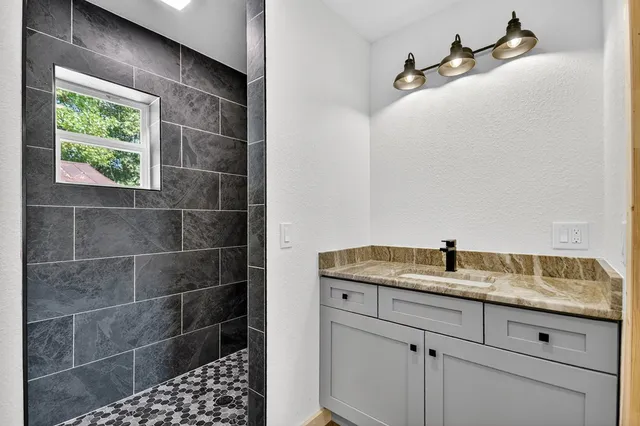 a bathroom with a shower