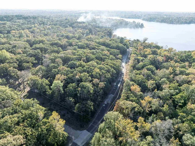 a view of a lake with a mountain and trees around