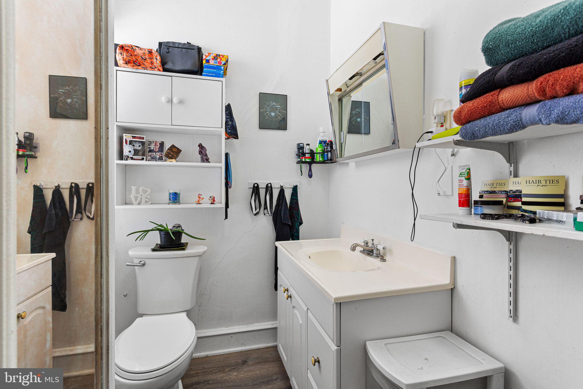 110 Potter Street Haddonfield, NJ 08033 - Photo 42 of 48 a bathroom with a sink a toilet and a mirror