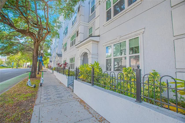a view of a garden with pathway