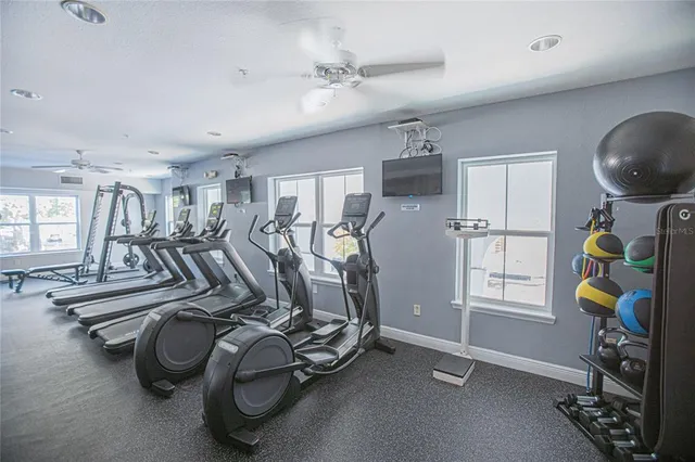 a view of a room with gym equipment