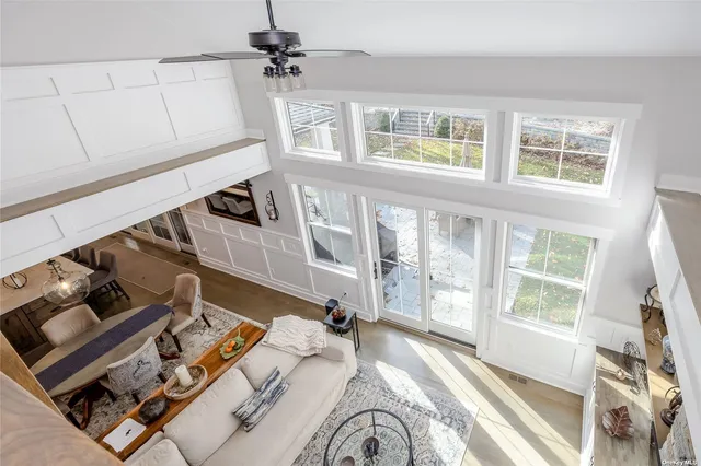 a view of a living room and a window