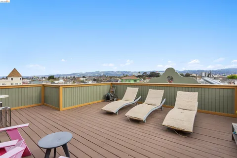a view of a terrace with seating space
