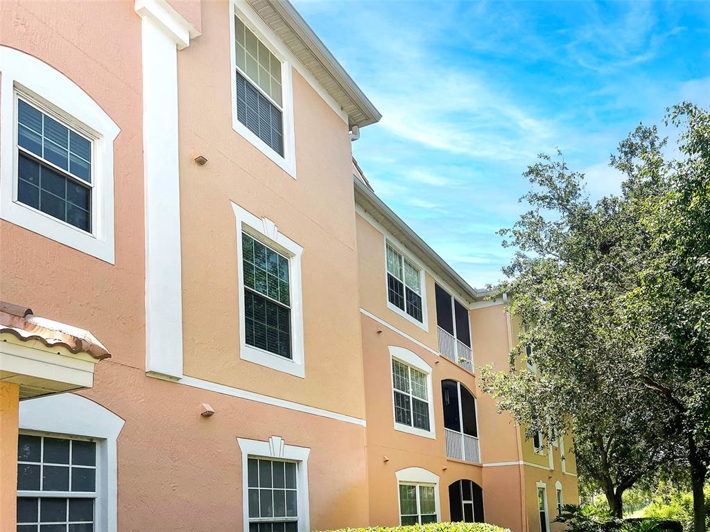 a front view of a multi story building