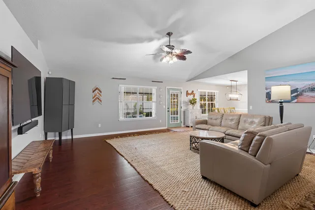 a living room with furniture