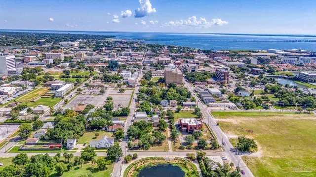 an aerial view of a city