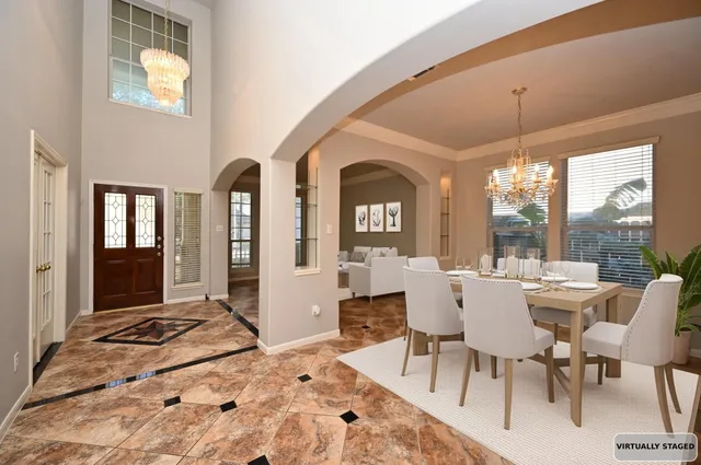 a view of a hallway with windows