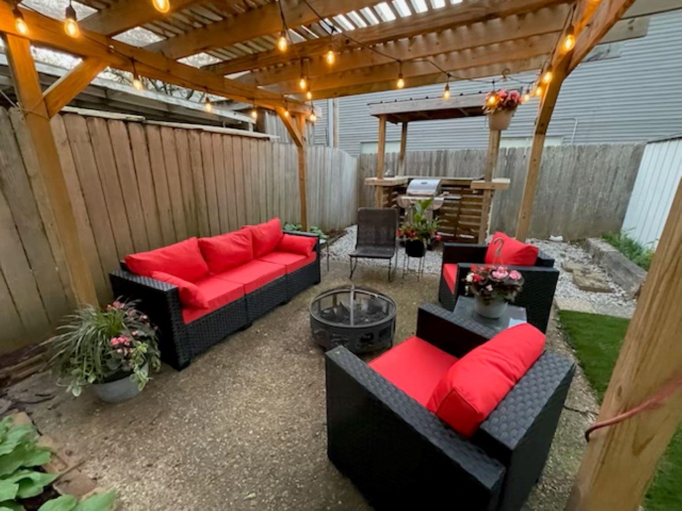 a outdoor space with furniture