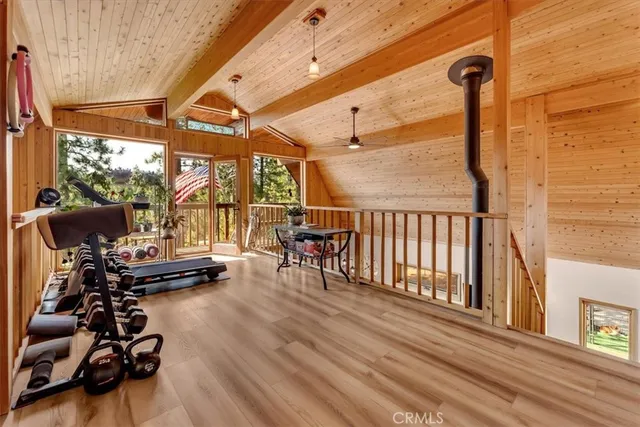 a view of a room with gym equipment