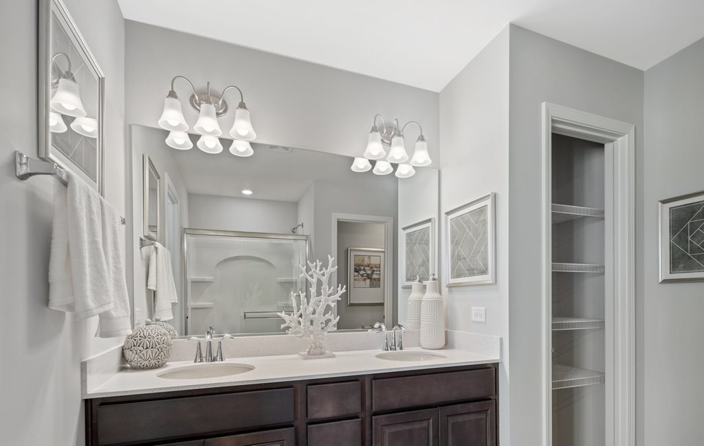 3606 Emerald Road Elgin, IL 60124 - Photo 10 of 13 a bathroom with a double vanity sink and a mirror