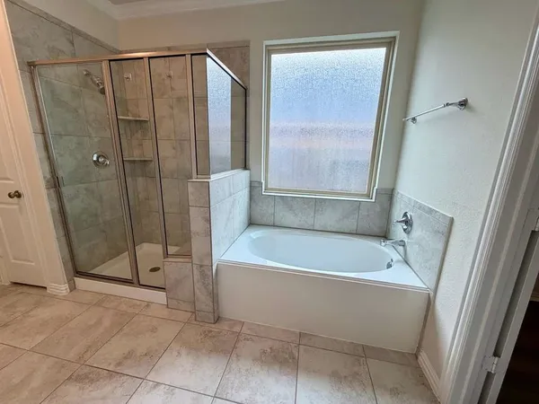 a bathroom with a bathtub