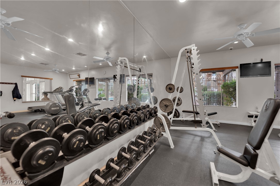 2305 West Horizon Ridge Parkway, Unit 2722 Henderson, NV 89052 - Photo 23 of 23 Workout area with a ceiling fan